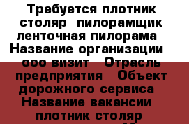 Требуется плотник-столяр. пилорамщик ленточная пилорама › Название организации ­ ооо визит › Отрасль предприятия ­ Объект дорожного сервиса › Название вакансии ­ плотник-столяр. пилорамщик. › Место работы ­ Октябрьский рн. г.Уфа › Подчинение ­ Управляющему объекта › Минимальный оклад ­ 10 000 › Максимальный оклад ­ 50 000 › Процент ­ 20 › База расчета процента ­ от заказа › Возраст от ­ 20 › Возраст до ­ 70 - Башкортостан респ. Работа » Вакансии   . Башкортостан респ.